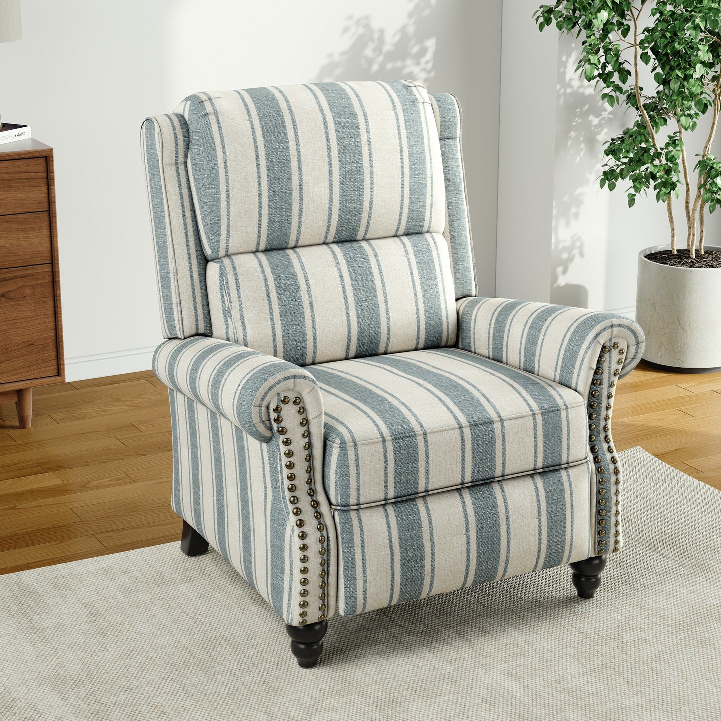 Poltrona reclinabile Alisa 35'' W in pelle vegana/lino con schienale a spinta