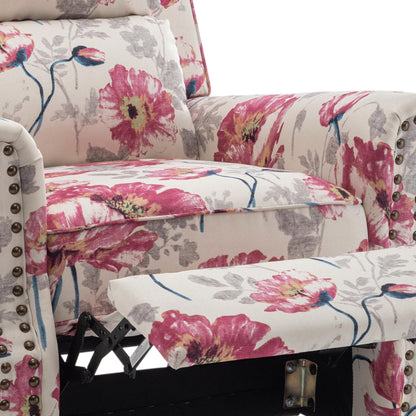 Poltrona reclinabile Alisa 35'' W in pelle vegana/lino con schienale a spinta