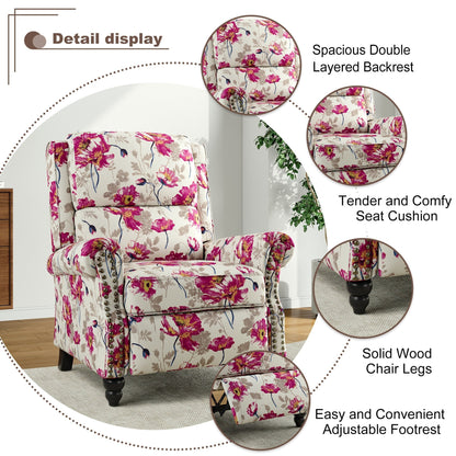 Poltrona reclinabile Alisa 35'' W in pelle vegana/lino con schienale a spinta