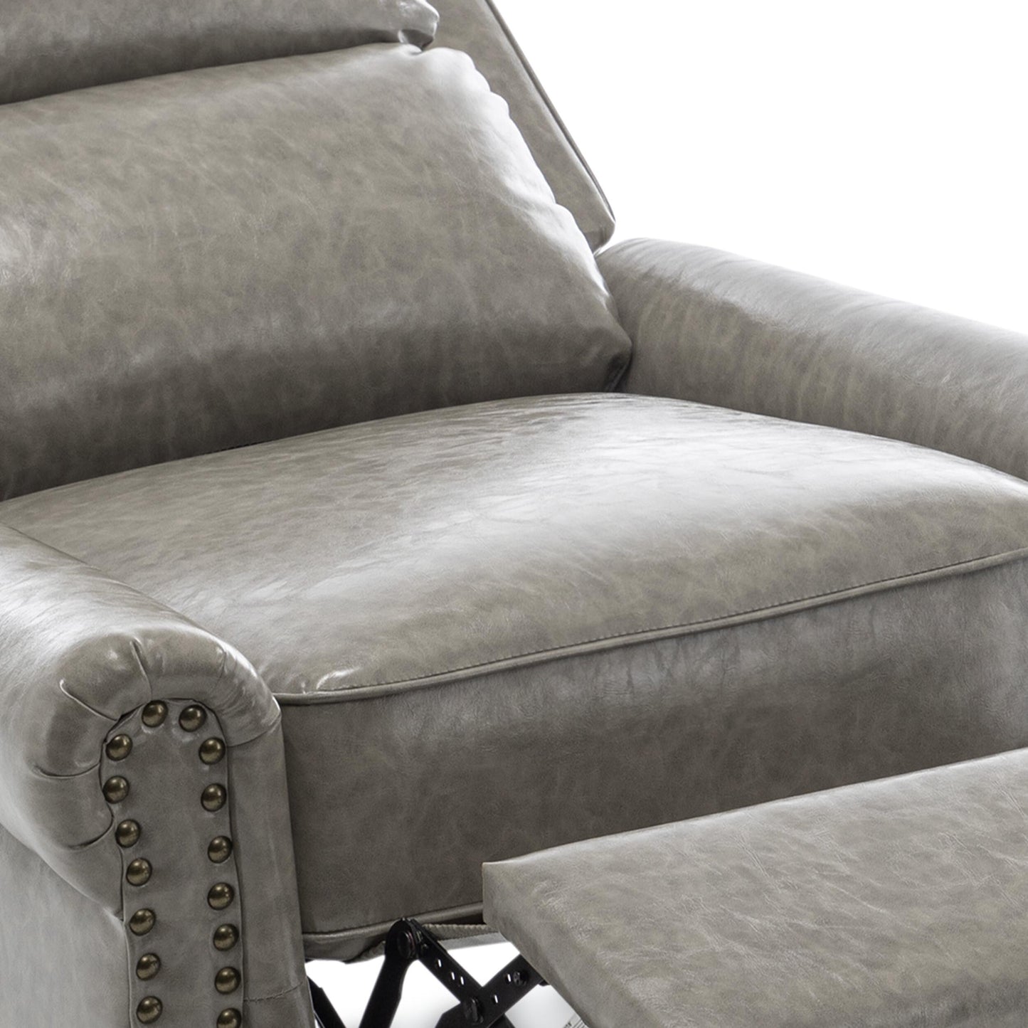 Poltrona reclinabile Alisa 35'' W in pelle vegana/lino con schienale a spinta