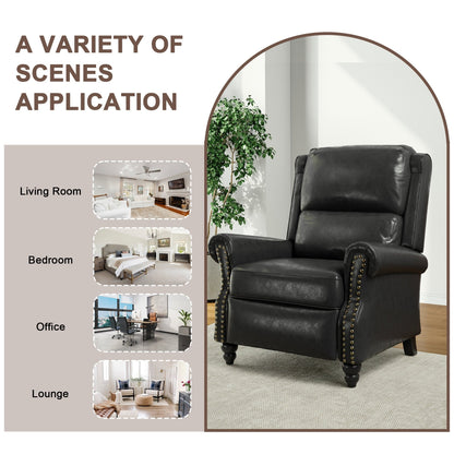 Poltrona reclinabile Alisa 35'' W in pelle vegana/lino con schienale a spinta