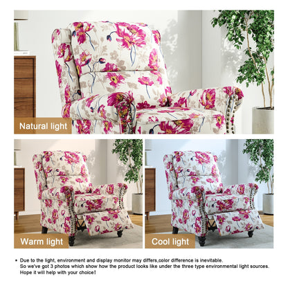 Poltrona reclinabile Alisa 35'' W in pelle vegana/lino con schienale a spinta