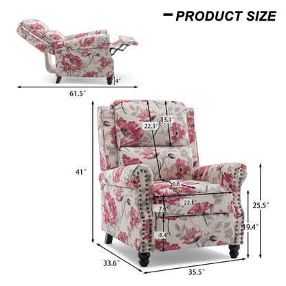 Poltrona reclinabile Alisa 35'' W in pelle vegana/lino con schienale a spinta