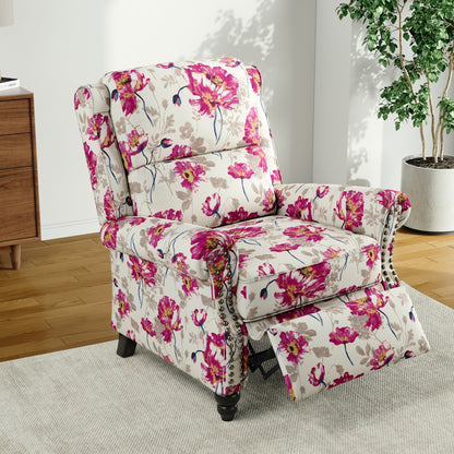 Poltrona reclinabile Alisa 35'' W in pelle vegana/lino con schienale a spinta