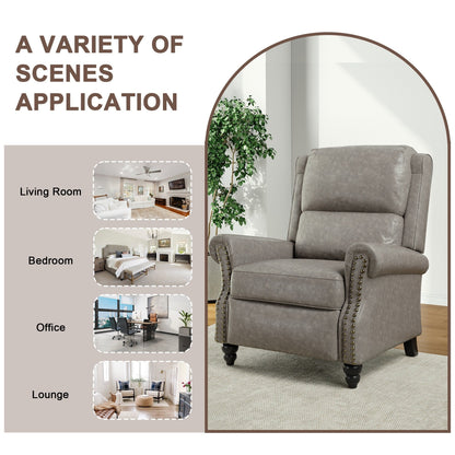 Poltrona reclinabile Alisa 35'' W in pelle vegana/lino con schienale a spinta