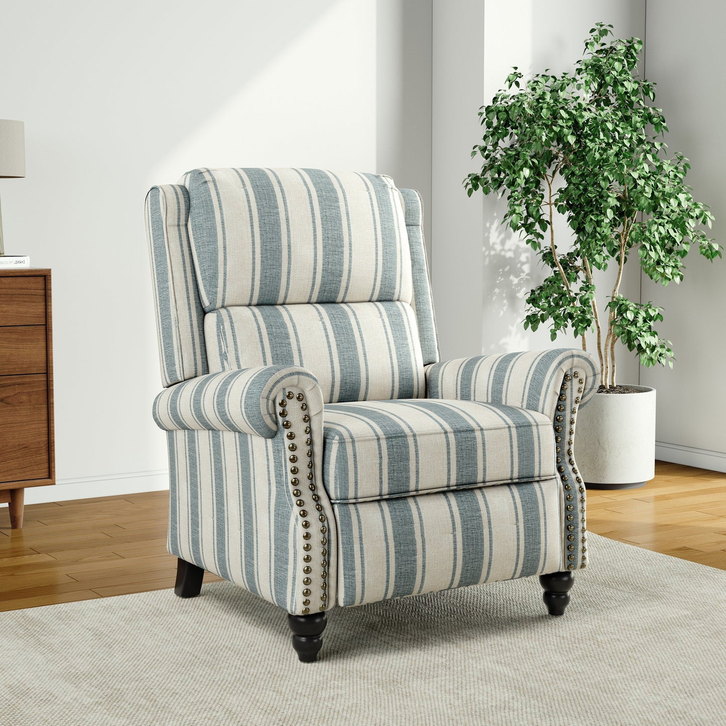 Poltrona reclinabile Alisa 35'' W in pelle vegana/lino con schienale a spinta