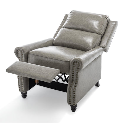 Poltrona reclinabile Alisa 35'' W in pelle vegana/lino con schienale a spinta