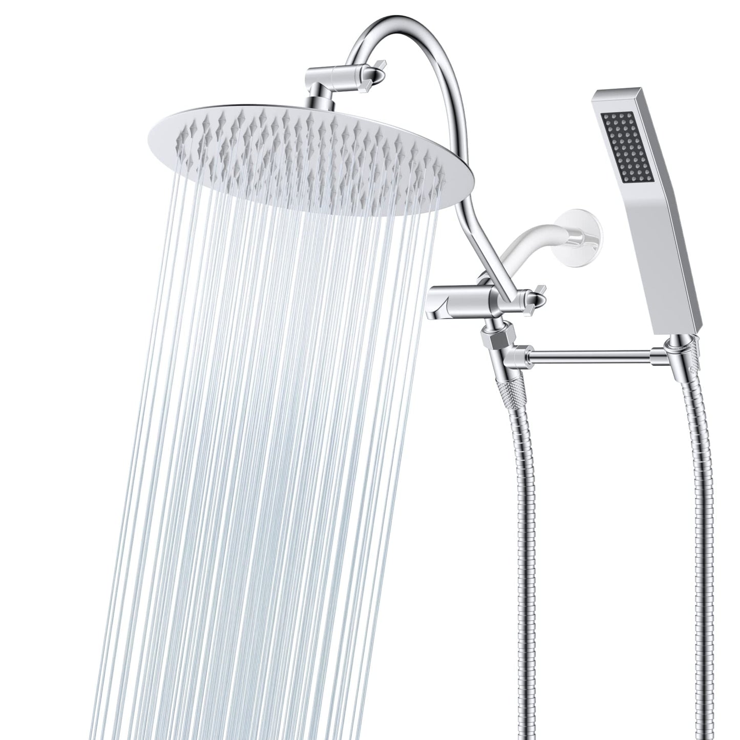 Soffione doccia a pioggia ad alta pressione interamente in metallo da 10 pollici con combinazione portatile