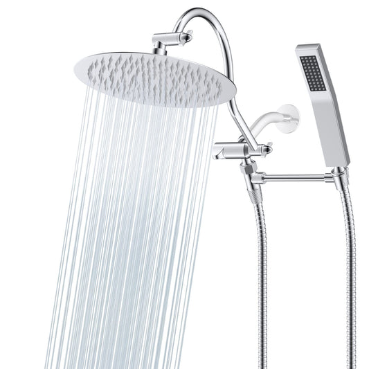 Soffione doccia a pioggia ad alta pressione interamente in metallo da 10 pollici con combinazione portatile