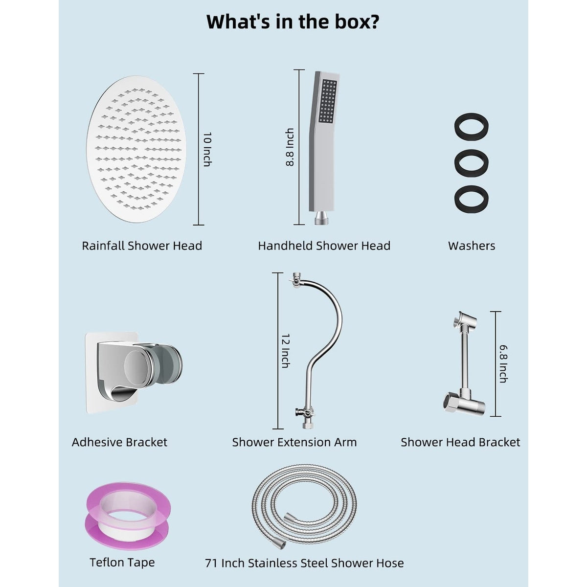 Soffione doccia a pioggia ad alta pressione interamente in metallo da 10 pollici con combinazione portatile