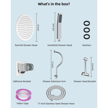 Soffione doccia a pioggia ad alta pressione interamente in metallo da 10 pollici con combinazione portatile