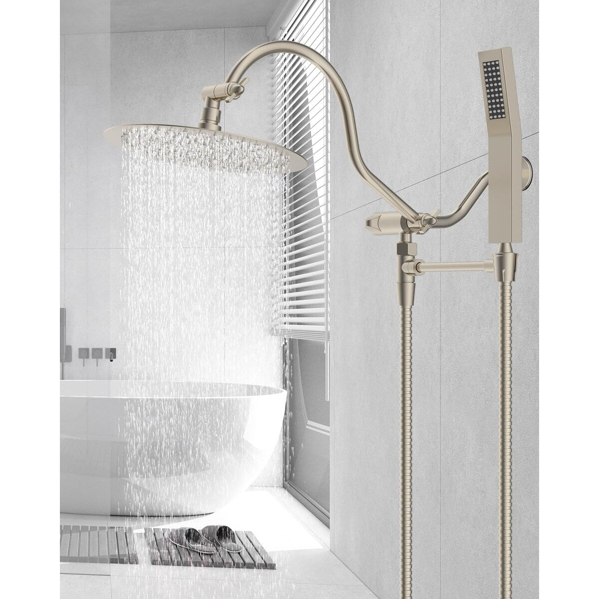 Soffione doccia a pioggia ad alta pressione interamente in metallo da 10 pollici con combinazione portatile