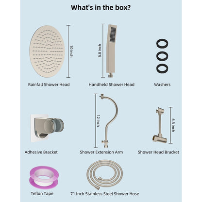 Soffione doccia a pioggia ad alta pressione interamente in metallo da 10 pollici con combinazione portatile