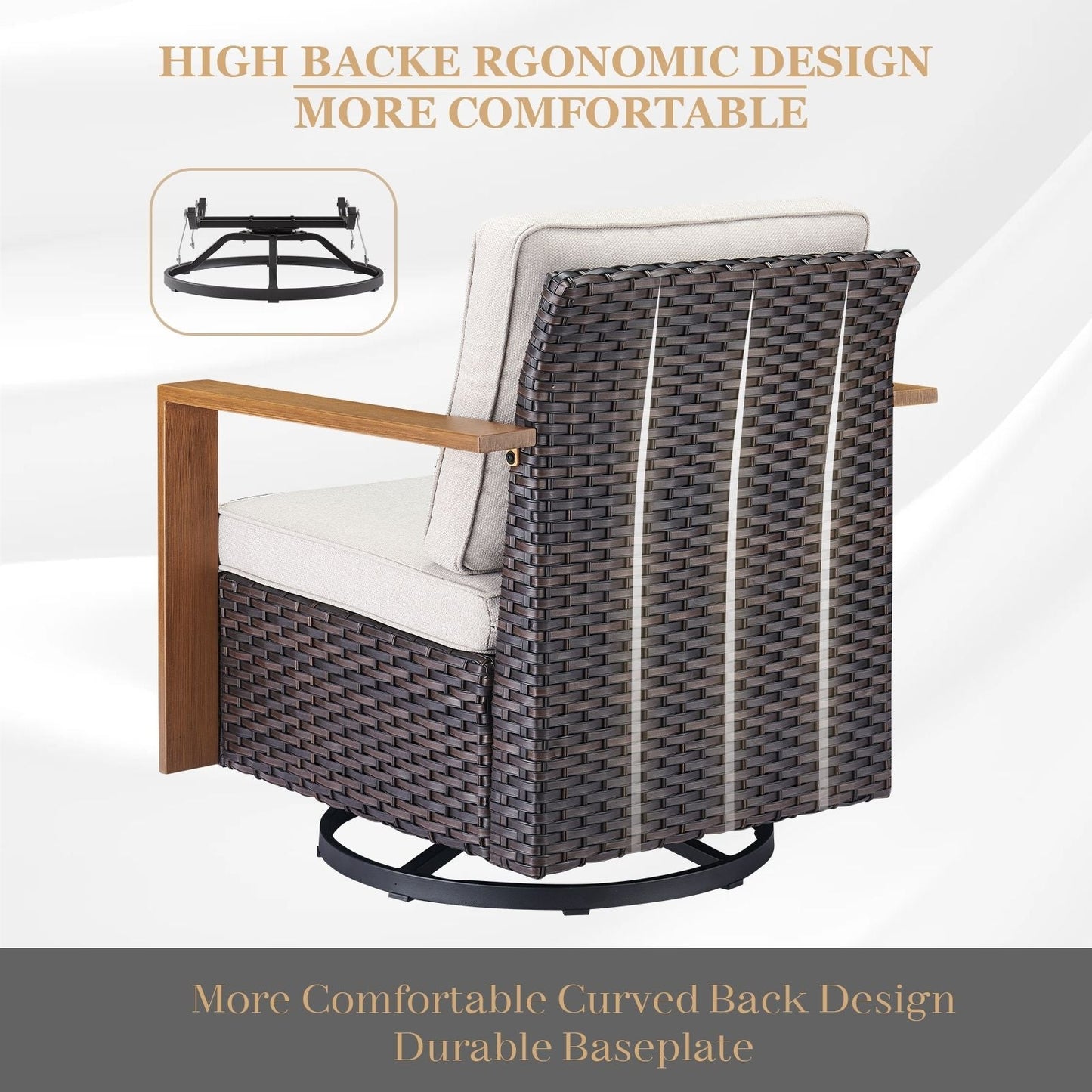 Set di divani girevoli e pouf da esterno per tutte le stagioni Gymojoy