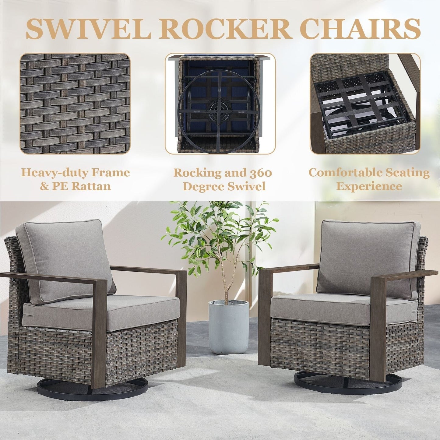 Set di divani girevoli e pouf da esterno per tutte le stagioni Gymojoy