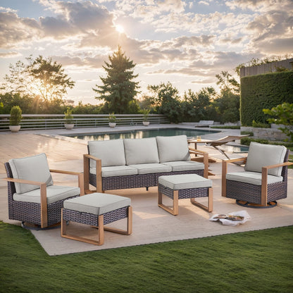 Set di divani girevoli e pouf da esterno per tutte le stagioni Gymojoy