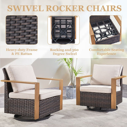 Set di divani girevoli e pouf da esterno per tutte le stagioni Gymojoy