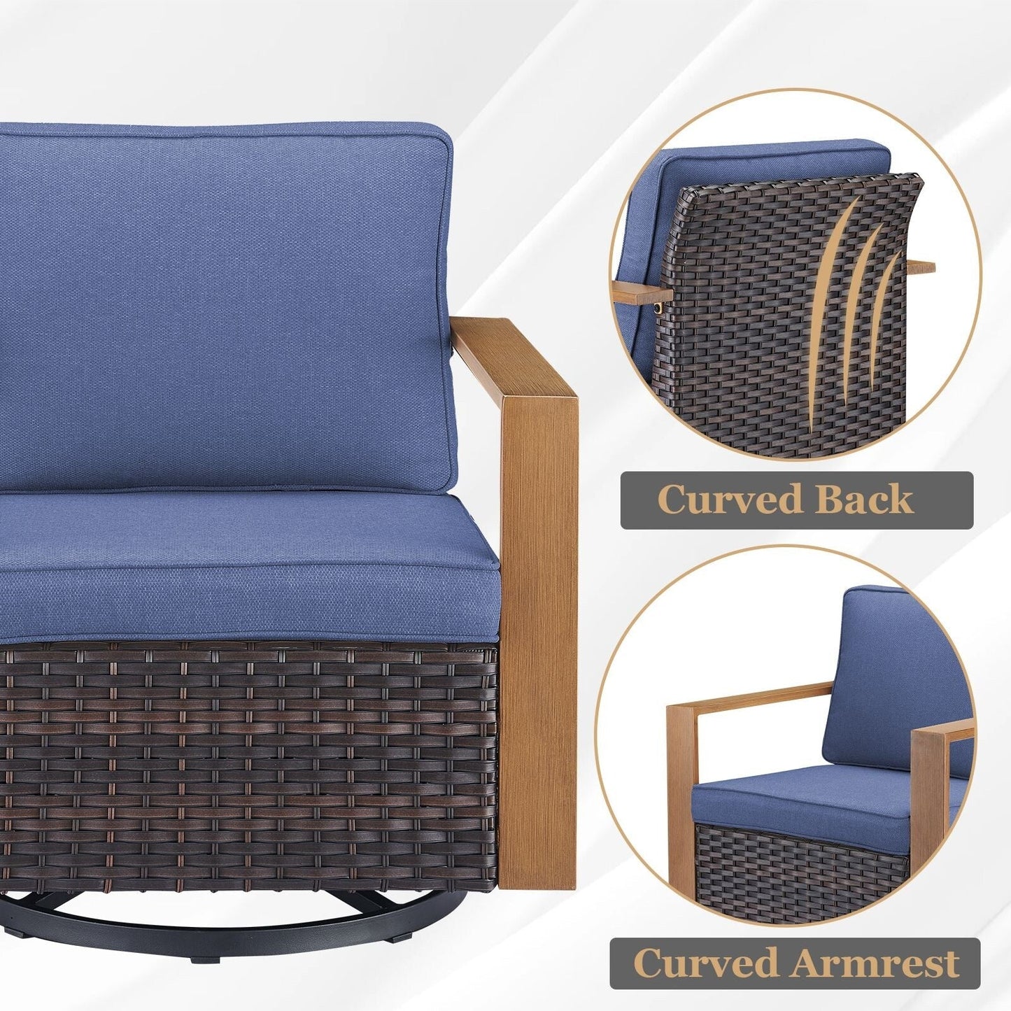 Set di divani girevoli e pouf da esterno per tutte le stagioni Gymojoy