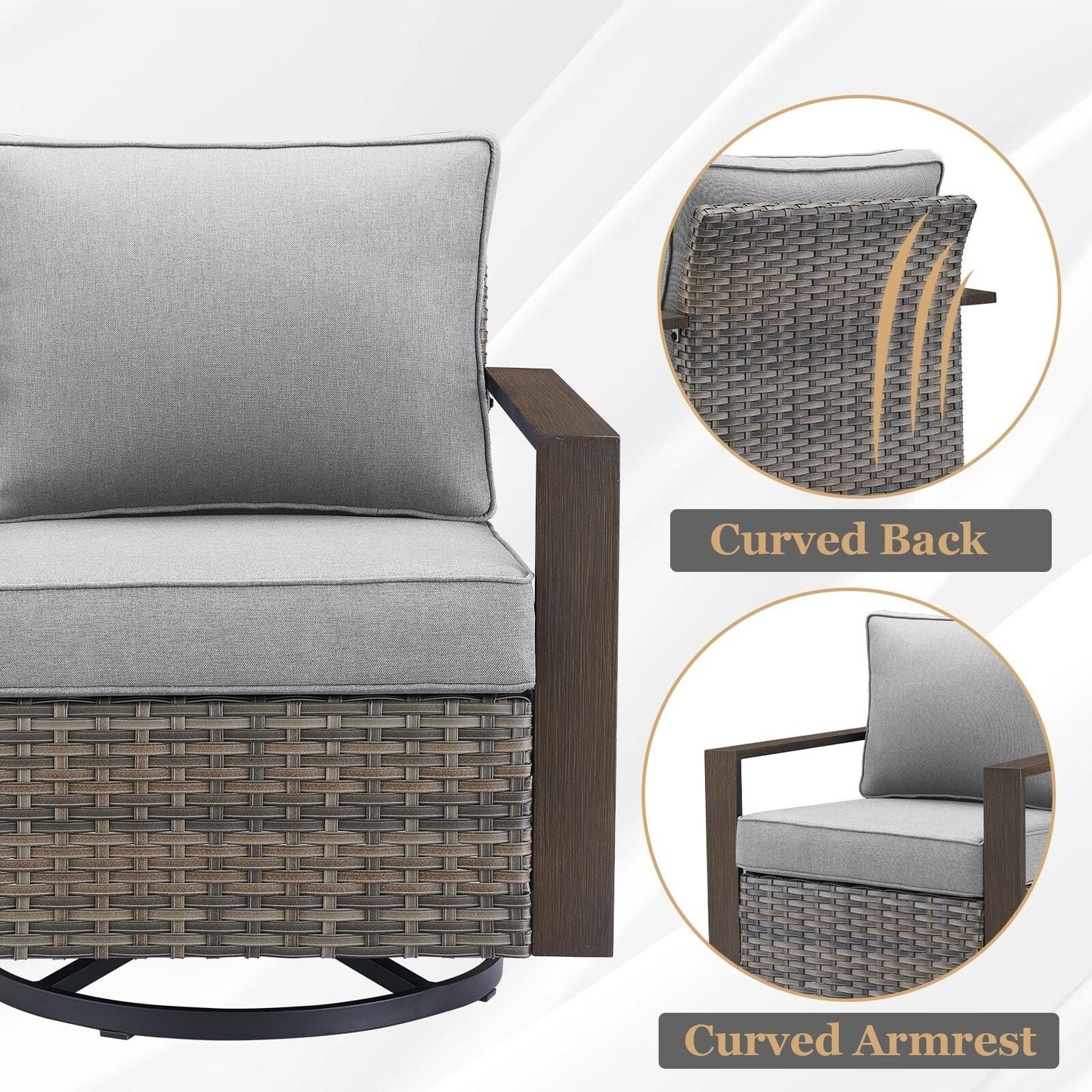 Set di divani girevoli e pouf da esterno per tutte le stagioni Gymojoy