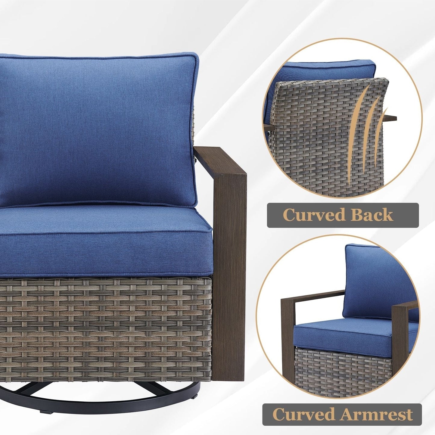 Set di divani girevoli e pouf da esterno per tutte le stagioni Gymojoy