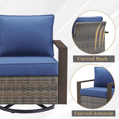 Set di divani girevoli e pouf da esterno per tutte le stagioni Gymojoy