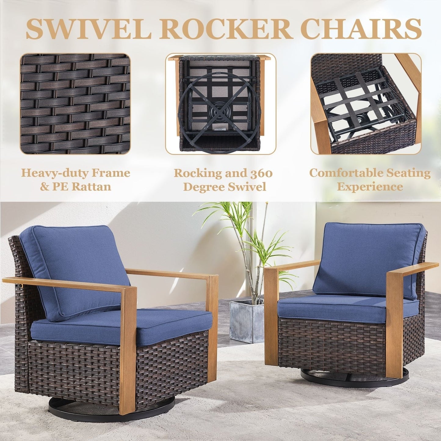 Set di divani girevoli e pouf da esterno per tutte le stagioni Gymojoy