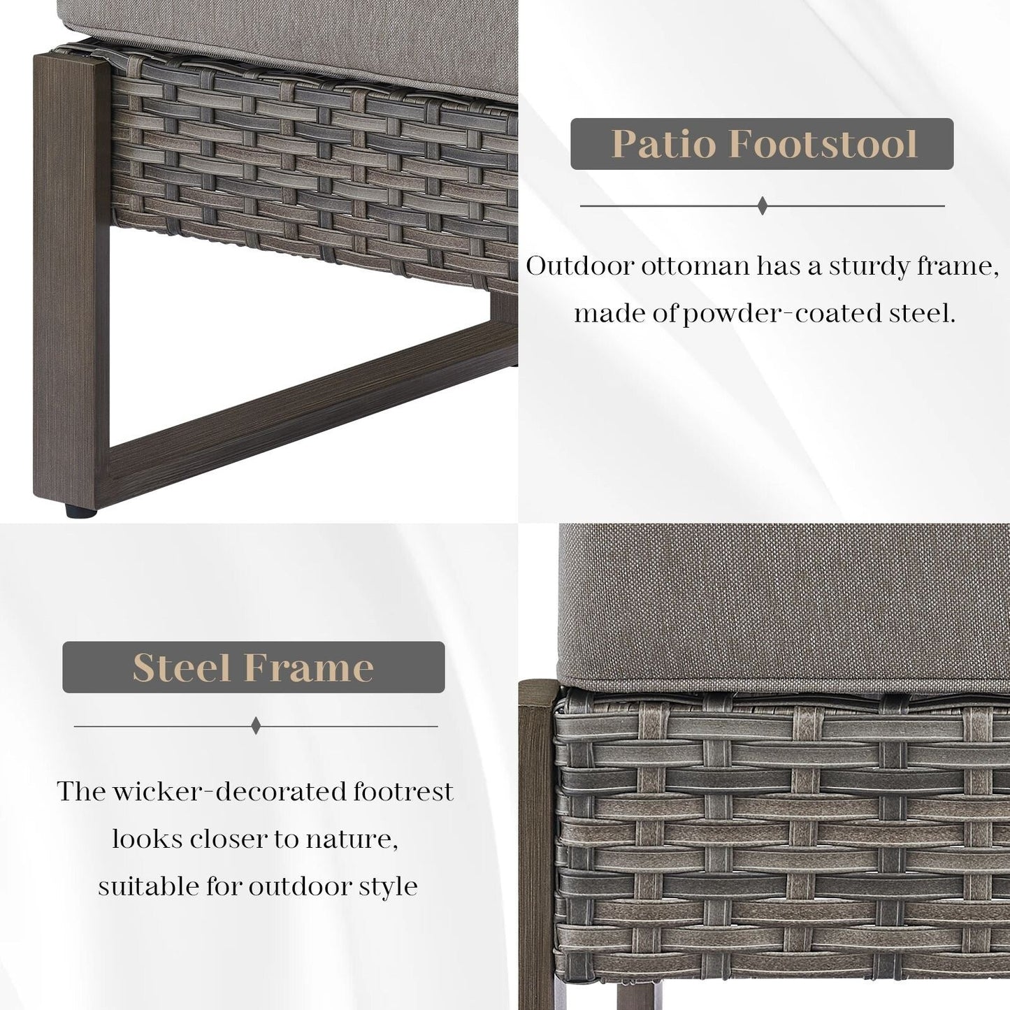 Set di divani girevoli e pouf da esterno per tutte le stagioni Gymojoy