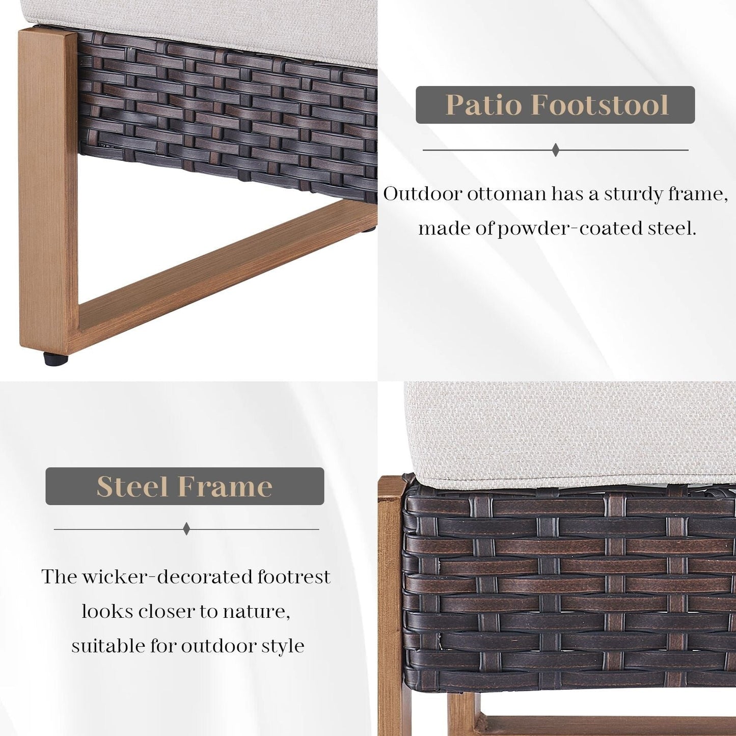 Set di divani girevoli e pouf da esterno per tutte le stagioni Gymojoy