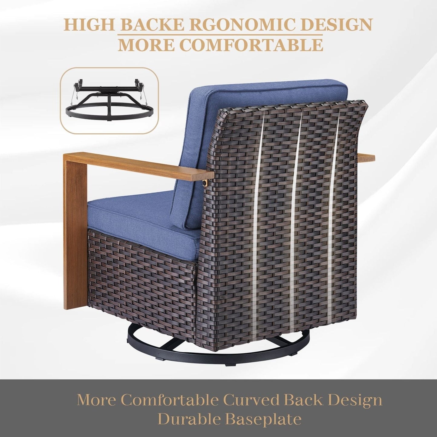 Set di divani girevoli e pouf da esterno per tutte le stagioni Gymojoy