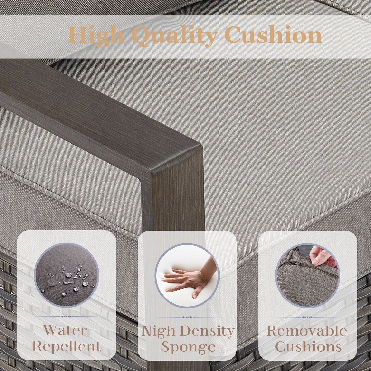 Set di divani girevoli e pouf da esterno per tutte le stagioni Gymojoy