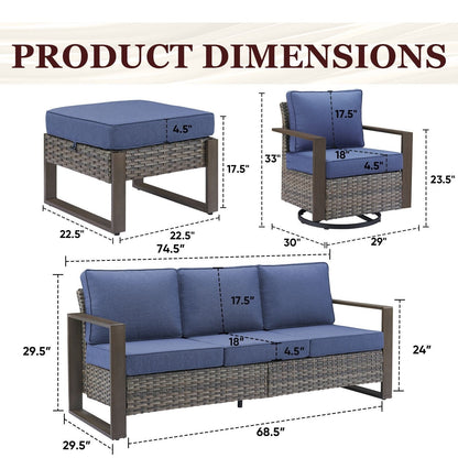 Set di divani girevoli e pouf da esterno per tutte le stagioni Gymojoy