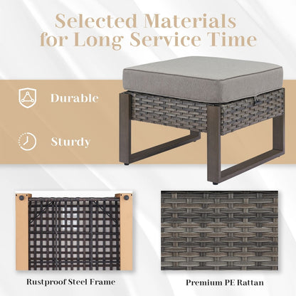 Set di divani girevoli e pouf da esterno per tutte le stagioni Gymojoy