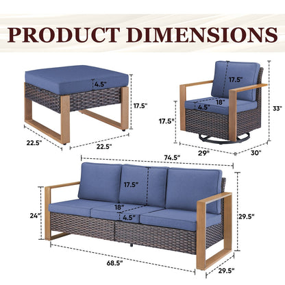 Set di divani girevoli e pouf da esterno per tutte le stagioni Gymojoy
