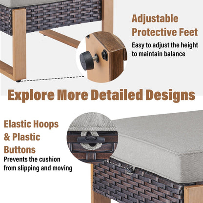 Set di divani girevoli e pouf da esterno per tutte le stagioni Gymojoy