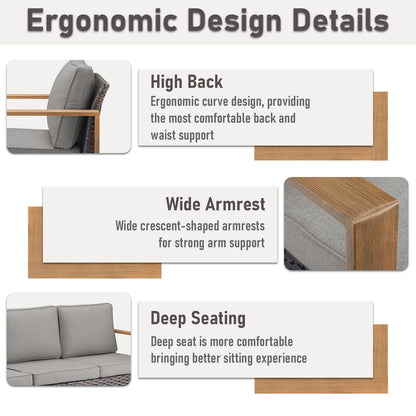 Set di divani girevoli e pouf da esterno per tutte le stagioni Gymojoy