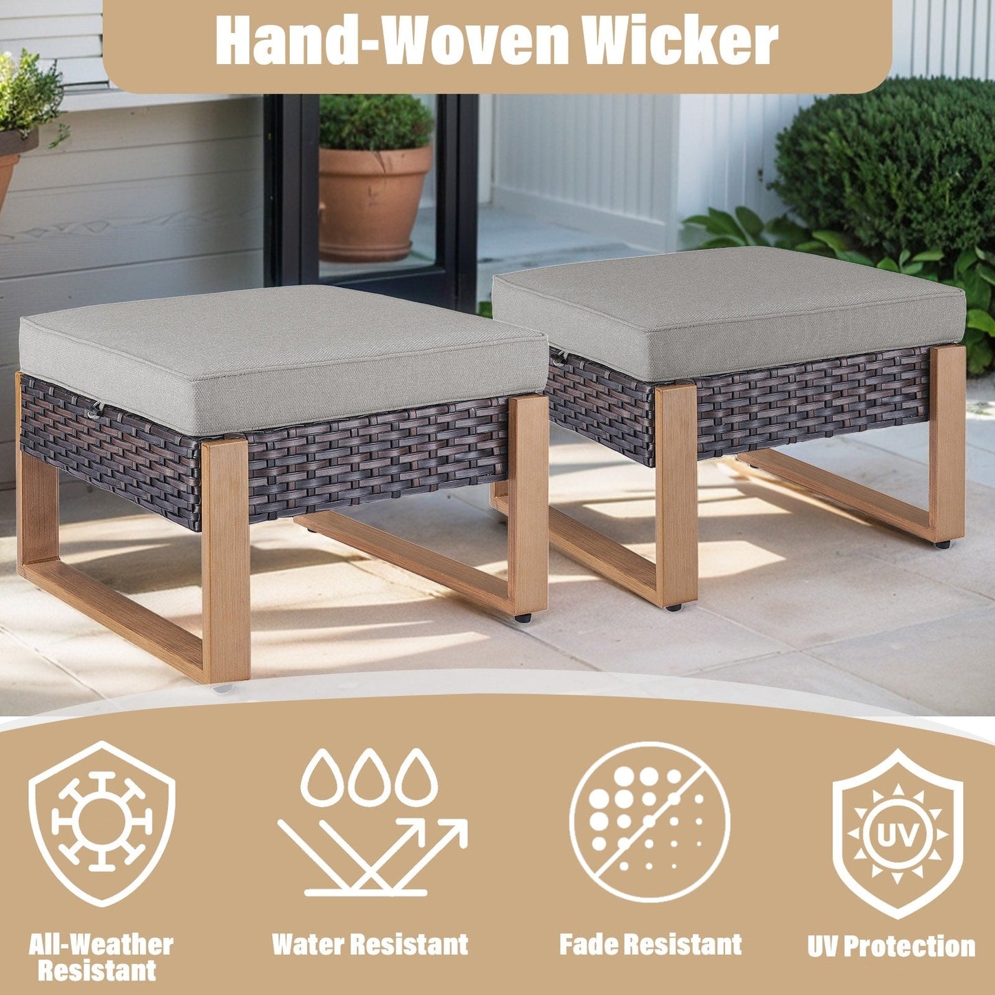 Set di divani girevoli e pouf da esterno per tutte le stagioni Gymojoy