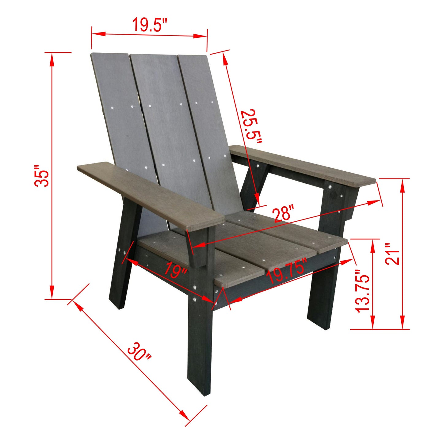 Set da 3 pezzi in polistirene resistente alle intemperie Layton Adirondack