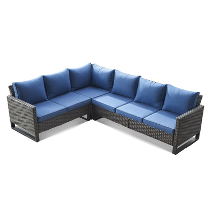 Divano componibile in rattan per tutte le stagioni, set da conversazione con cuscino