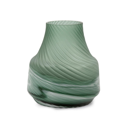 Vaso decorativo contemporaneo in vetro verde satinato Allan Andrews