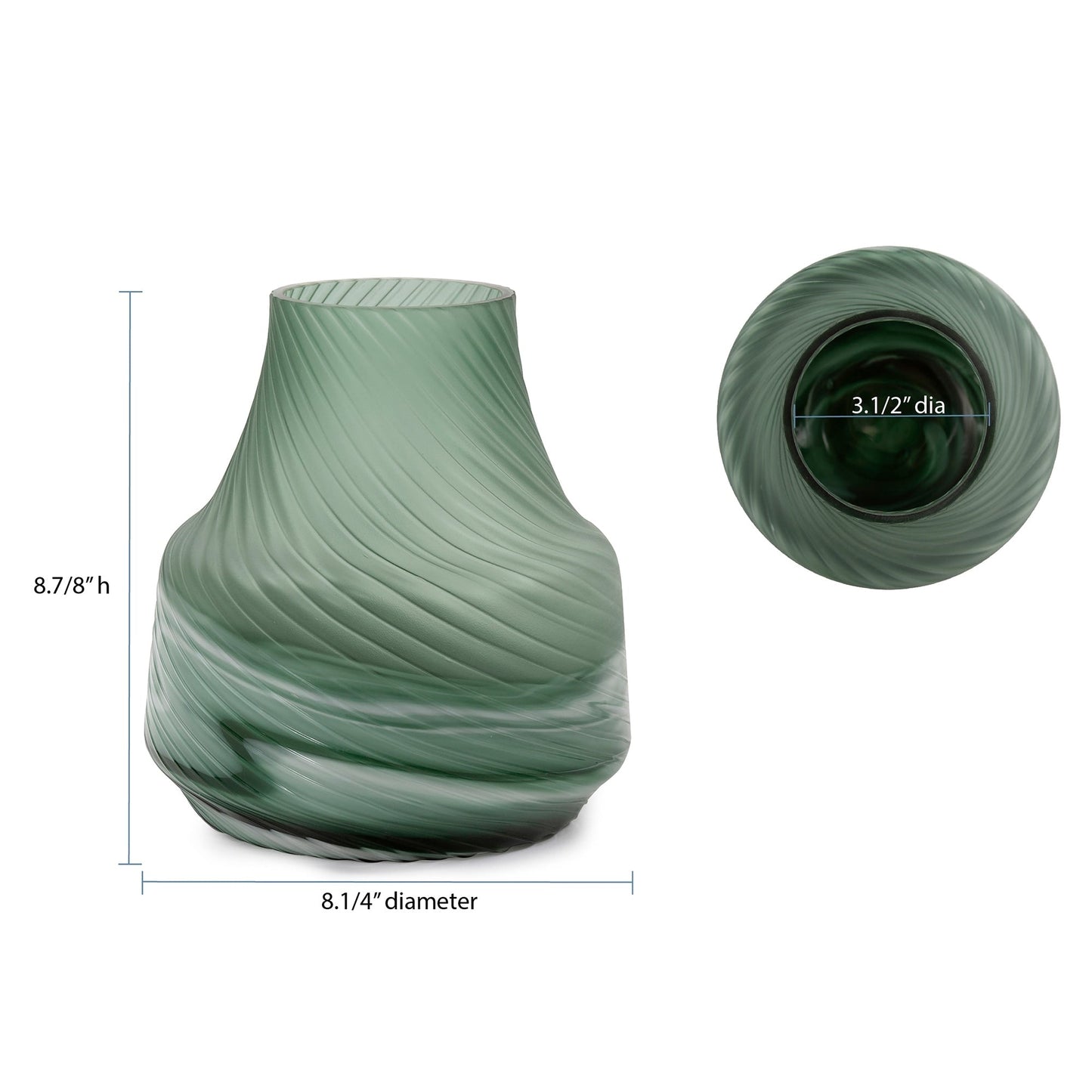 Vaso decorativo contemporaneo in vetro verde satinato Allan Andrews