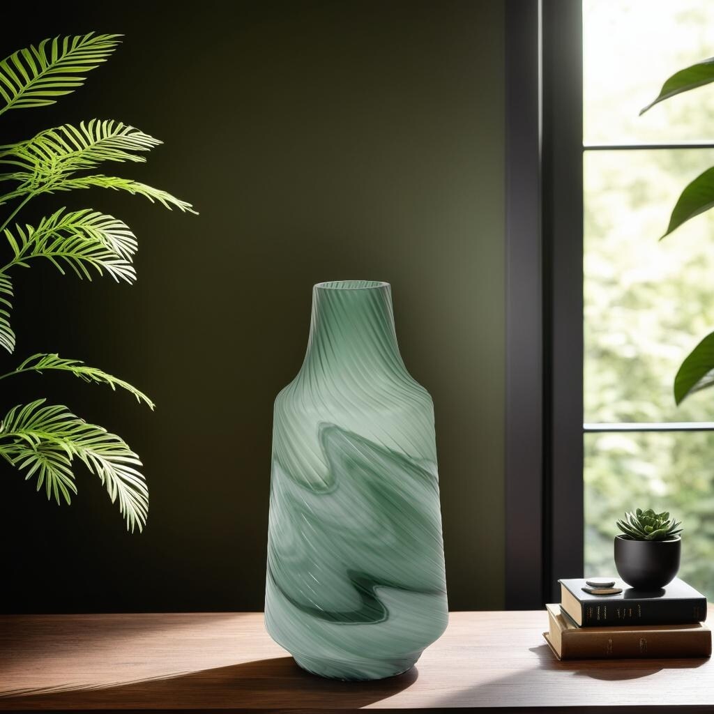 Vaso decorativo contemporaneo in vetro verde satinato Allan Andrews