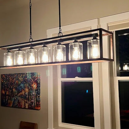 Lampadario lineare rettangolare da cucina Allegray da 52 pollici, 7 luci, stile fattoria