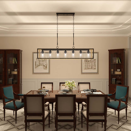 Lampadario lineare rettangolare da cucina Allegray da 52 pollici, 7 luci, stile fattoria