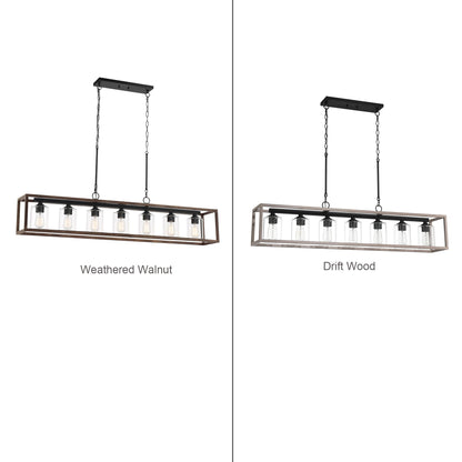 Lampadario lineare rettangolare da cucina Allegray da 52 pollici, 7 luci, stile fattoria