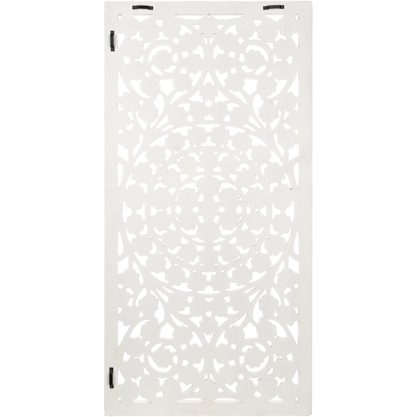 Pannello da parete Allen White Washed intagliato a mano da 48x28 pollici con intarsio a specchio