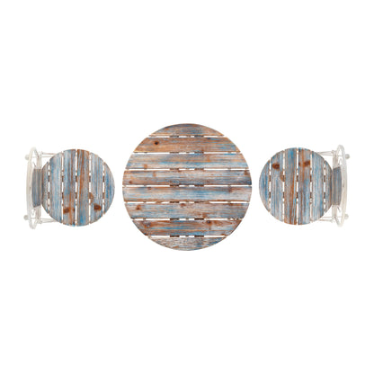 Set da bistrot in legno e metallo da 3 pezzi per interni/esterni Alpine Corporation, tavolo e sedie pieghevoli, posti a sedere per patio