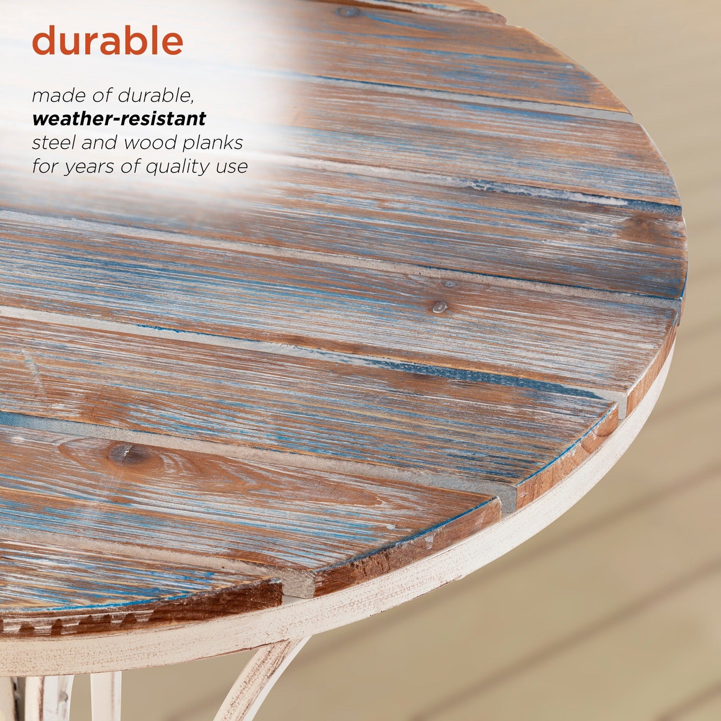 Set da bistrot in legno e metallo da 3 pezzi per interni/esterni Alpine Corporation, tavolo e sedie pieghevoli, posti a sedere per patio