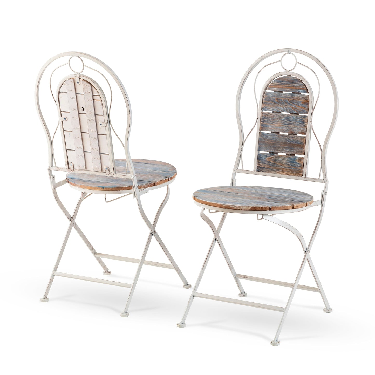 Set da bistrot in legno e metallo da 3 pezzi per interni/esterni Alpine Corporation, tavolo e sedie pieghevoli, posti a sedere per patio