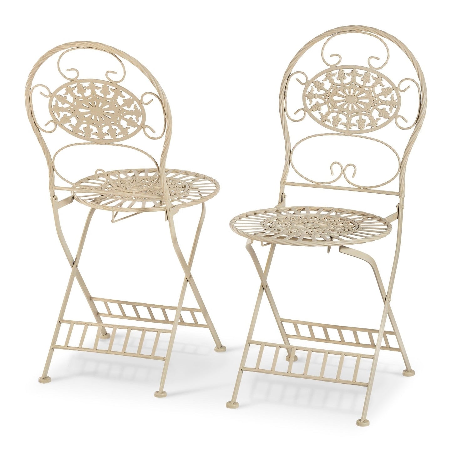 Alpine Corporation Set da bistrot da interno/esterno, 3 pezzi, tavolo pieghevole e sedie, posti a sedere per patio, bianco