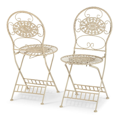 Alpine Corporation Set da bistrot da interno/esterno, 3 pezzi, tavolo pieghevole e sedie, posti a sedere per patio, bianco